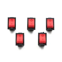 Mini Rocker Switch Red + Black(BG) 2 Pin SPST ON-OFF 250V ( PACK OF 5 )-thumb1