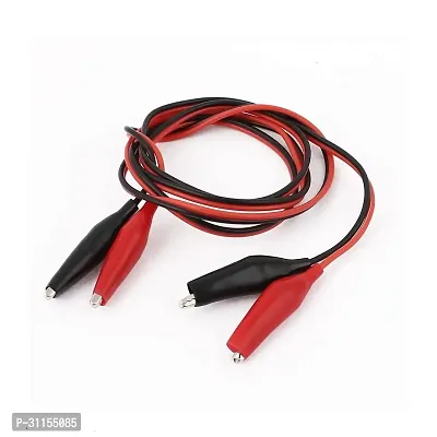 TECHKINS (Red+Black) Alligator Crocodile Clips Electrical Test Lead Wire - 60cm (One Pair)