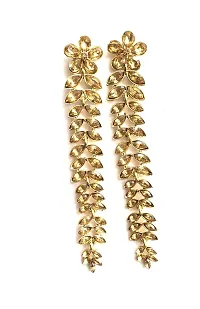 STREE LOOK Stud Earring for Women's and Girls | Gold plated Flower with Leaves drops Fancy Stud Earring | Modern , Western , Dangle Earring for Women's-thumb1