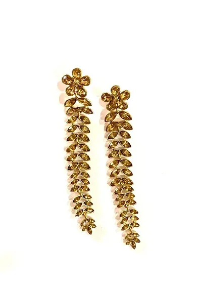 STREE LOOK Stud Earring for Women's and Girls | plated Flower with Leaves drops Fancy Stud Earring | Modern , Western , Dangle Earring for Women's