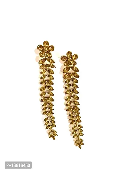 STREE LOOK Stud Earring for Women's and Girls | Gold plated Flower with Leaves drops Fancy Stud Earring | Modern , Western , Dangle Earring for Women's-thumb4