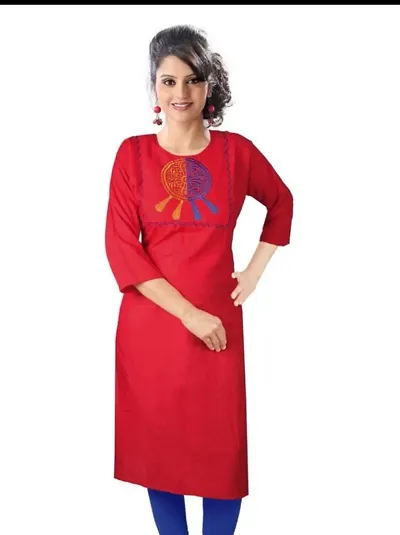 Rayon Embroidery Straight Kurta For Women's