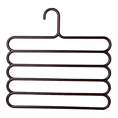 Multi-Purpose 5 Layer Pants Clothes Hanger Wardrobe Storage Organizer (Multicolor) 1pc