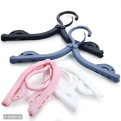 Portable Folding Cloths Hangers for Wardrobes  Travel (Pack of 4 Multicolor)-thumb0