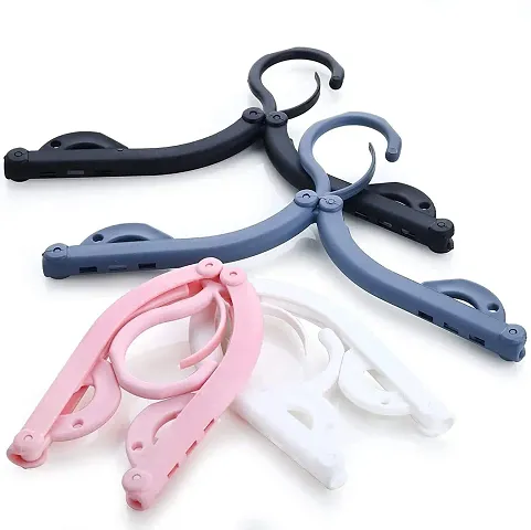 Portable Folding Cloths Hangers for Wardrobes & Travel (Pack of 4 Multicolor)
