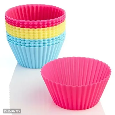 Multicolor  Cup Cake Moulds for Baking Cup Cakes  Muffins in Microwave Oven (Pack of 12)-thumb2