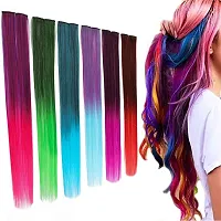 Colorful Synthetic Hair Extensions, 22 Inch Long Rainbow Color For Women  Girls(1 Piece)-thumb1