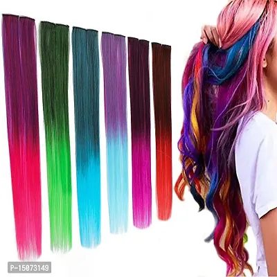 Colorful Synthetic Hair Extensions, 22 Inch Long Rainbow Color For Women  Girls(1 Piece)-thumb2