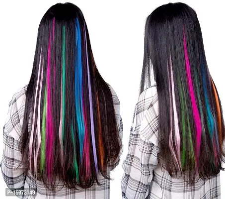 Colorful Synthetic Hair Extensions, 22 Inch Long Rainbow Color For Women  Girls(1 Piece)-thumb3