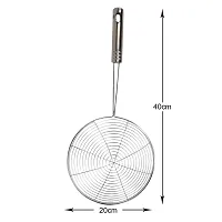 Multiuses Stainless Steel Skimmer/Strainer/Jharni for Cooking and Frying- Pack of 1 (Silver)-thumb2