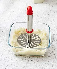Combo of Silicone Spatula  Butter Brush and Potato,Pav Bhaji Masher Kitchen Tool Set (Pack of 3, Multicolour)-thumb1