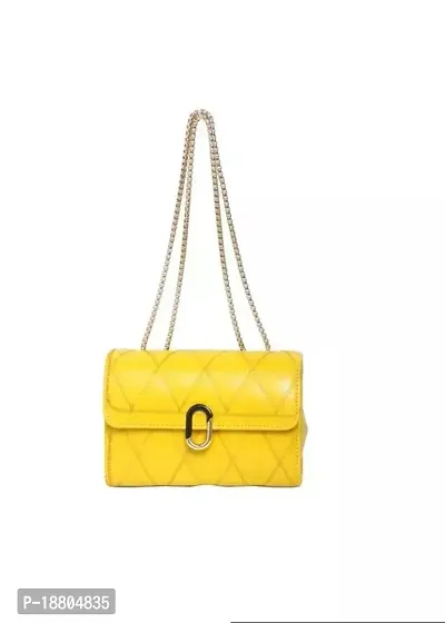 Stylish Yellow PU Solid Sling Bags For Women