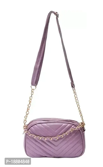 Stylish Purple Artificial Leather Solid Sling Bags For Women