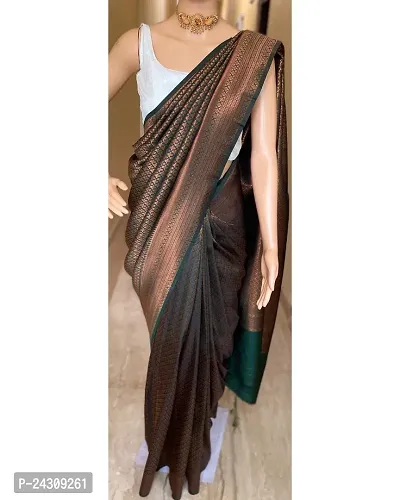 Elegant Banarasi Silk Saree with Blouse Piece For Women-thumb0