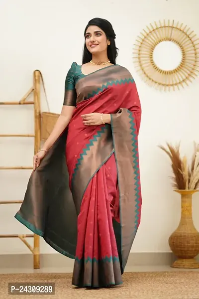 Elegant Banarasi Silk Saree with Blouse Piece For Women-thumb0