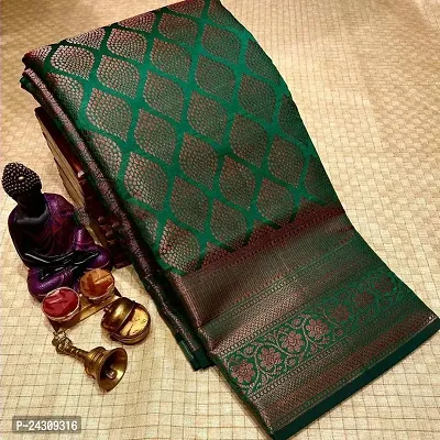 Elegant Banarasi Silk Saree with Blouse Piece For Women-thumb0
