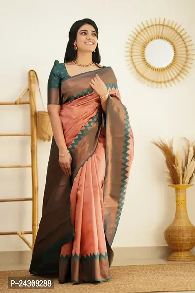 Elegant Banarasi Silk Saree with Blouse Piece For Women-thumb0