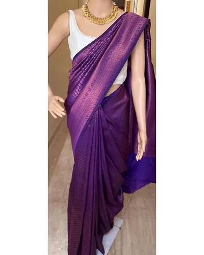 Beautiful Silk Blend Saree with Blouse piece For Women