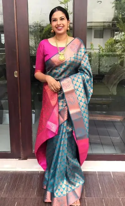 Trending Art Silk Saree with Blouse piece 