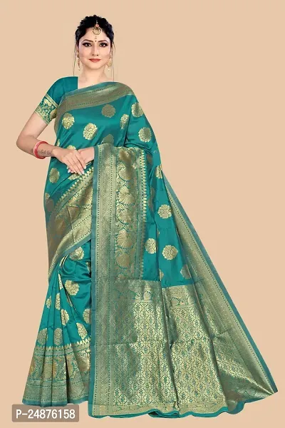 Women Silk Blend Saree With Blouse Piece