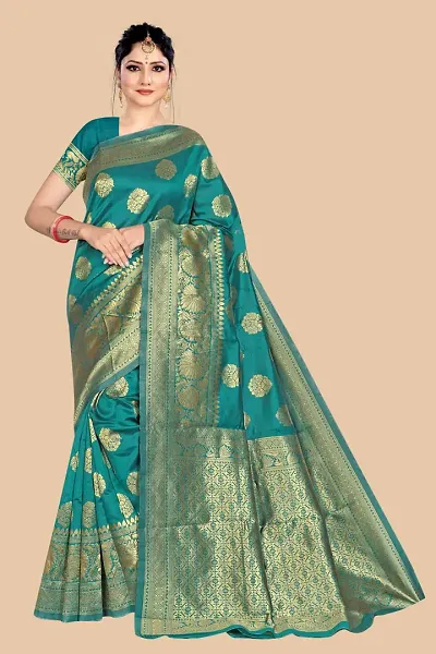 Women Silk Blend Saree With Blouse Piece