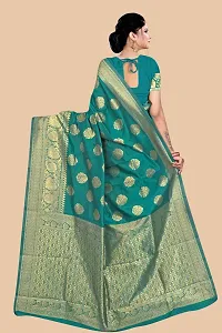 Women Silk Blend Saree With Blouse Piece-thumb1