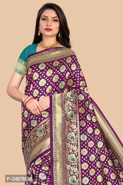 Women's Woven Silk Saree With Blouse Piece-thumb0