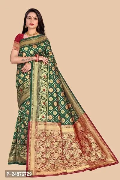 Women's Woven Silk Saree With Blouse Piece-thumb0