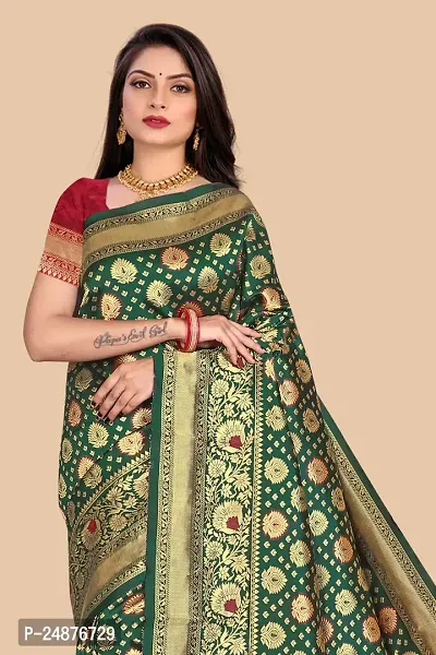 Women's Woven Silk Saree With Blouse Piece-thumb4