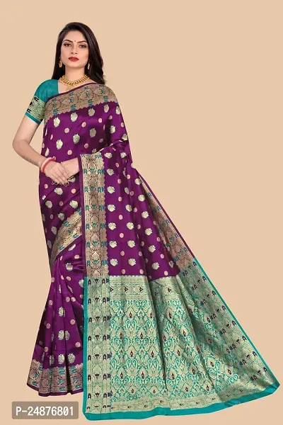 Women's Woven Silk Saree With Blouse Piece-thumb3