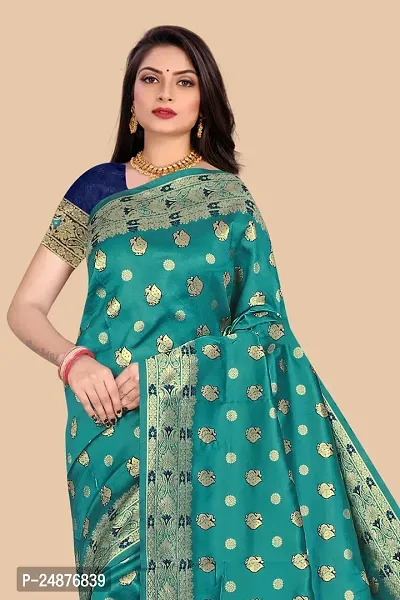 Women's Woven Silk Saree With Blouse Piece-thumb2