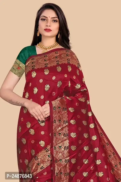 Women's Woven Silk Saree With Blouse Piece-thumb3