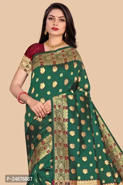 Women's Woven Silk Saree With Blouse Piece-thumb0