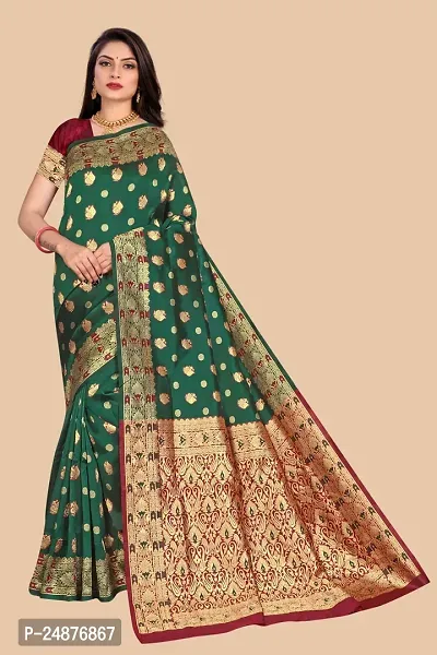 Women's Woven Silk Saree With Blouse Piece-thumb3