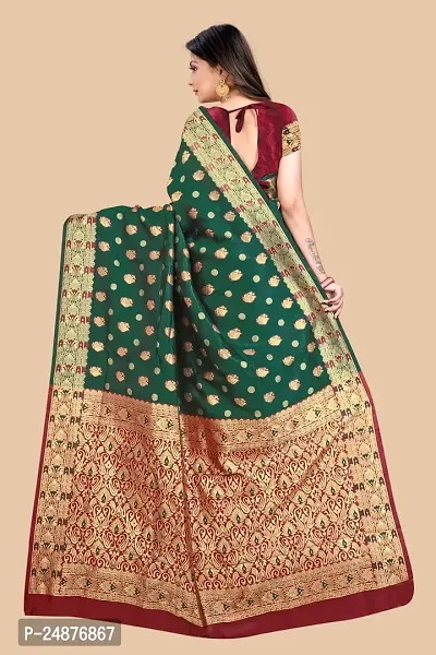 Women's Woven Silk Saree With Blouse Piece-thumb4