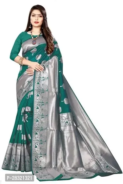 Women Silk Blend Saree With Blouse Piece-thumb0