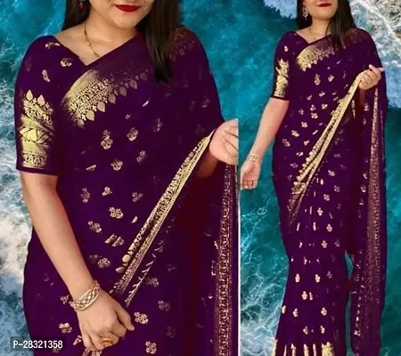 Women Silk Blend Saree With Blouse Piece-thumb0