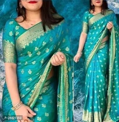 Women Silk Blend Saree With Blouse Piece