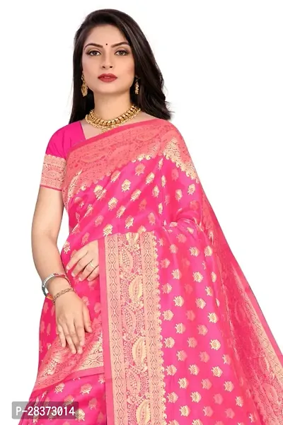 Women Silk Blend Saree With Blouse Piece