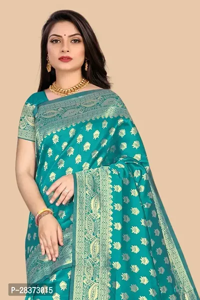 Women Silk Blend Saree With Blouse Piece