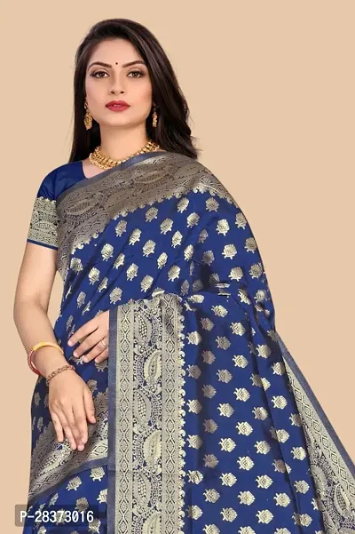 Women Silk Blend Saree With Blouse Piece