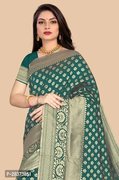 Women Silk Blend Saree With Blouse Piece