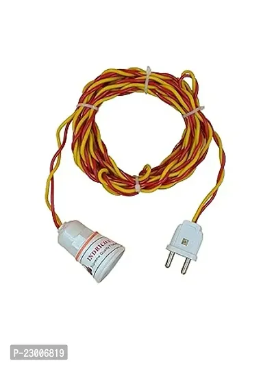 Indrico 2 Pin Blub Holder With Plug Flexible Cable Wire For Lamp Hanging For Home Wall Deacute;cor, Diwali Christmas Decoration Multi Color Pvc (Pack Of 1, 3 Meter Wire)-thumb0