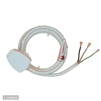 Indrico 3 Pin Power Cable Ac Extension Cord 3 Core Copper Heavy Duty Wire For Cooler Fan Refrigerator Fan And Other Home Appliances Pvc White Pack Of 1 (1.5 Mm Cable, 1.5 Meter)