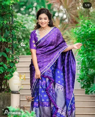 Fancy Silk Blend Saree With Blouse Piece For Women