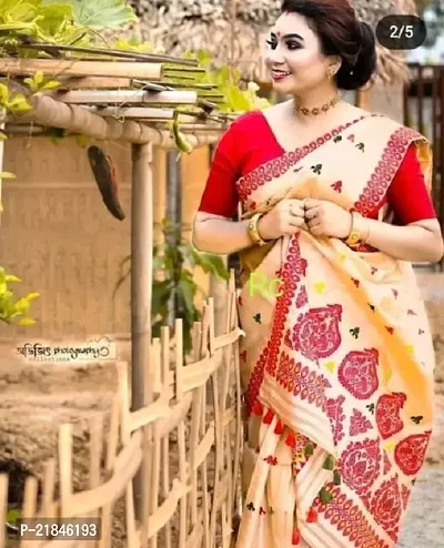 Fancy Silk Blend Saree With Blouse Piece For Women-thumb0