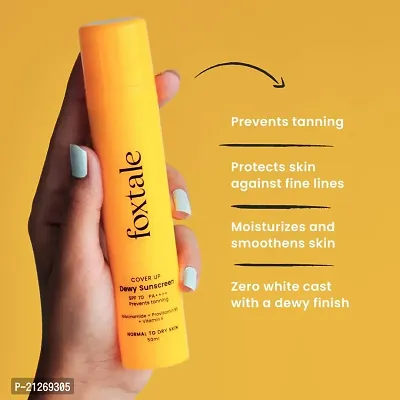 Foxtale Niacinamide Dewy Sunscreen SPF 70 PA++++ | No White Cast | Non Greasy | Anti-Tan Formula | For Spot Depigmentation | Men  Women | 50 ml-thumb3