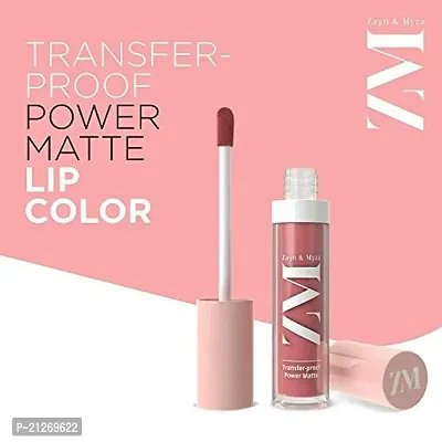 ZM Zayn  Myza Transfer-Proof Power Intense Creamy Matte Finish Lip Colour, Water  Smudge Proof, Feather Light Weight Vegetarian, Long Lasting Lip Color, Rose Pink, 6 ml-thumb2