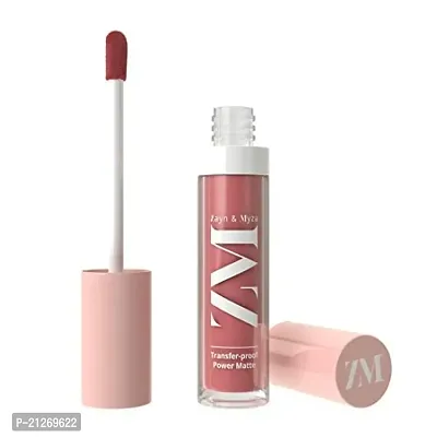 ZM Zayn  Myza Transfer-Proof Power Intense Creamy Matte Finish Lip Colour, Water  Smudge Proof, Feather Light Weight Vegetarian, Long Lasting Lip Color, Rose Pink, 6 ml-thumb0