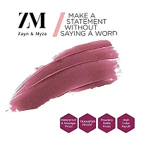 ZM Zayn  Myza Transfer-Proof Power Intense Creamy Matte Finish Lip Colour, Water  Smudge Proof, Feather Light Weight Vegetarian, Long Lasting Lip Color, Rose Pink, 6 ml-thumb2